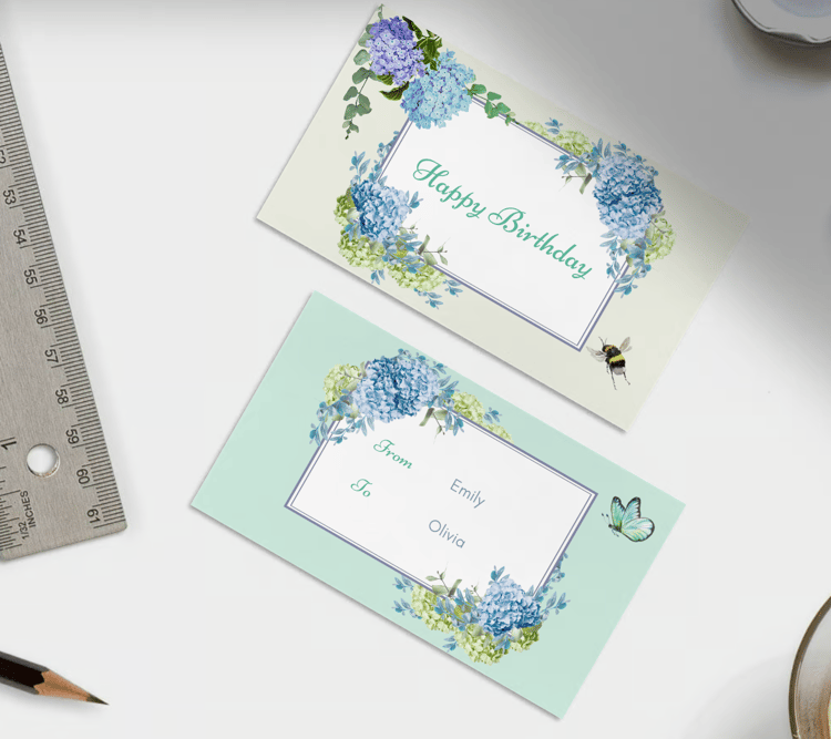 Elegant Butterfly Floral Design Gift/Favor Tag | Customizable Canva Template | Digital. Mock front and back