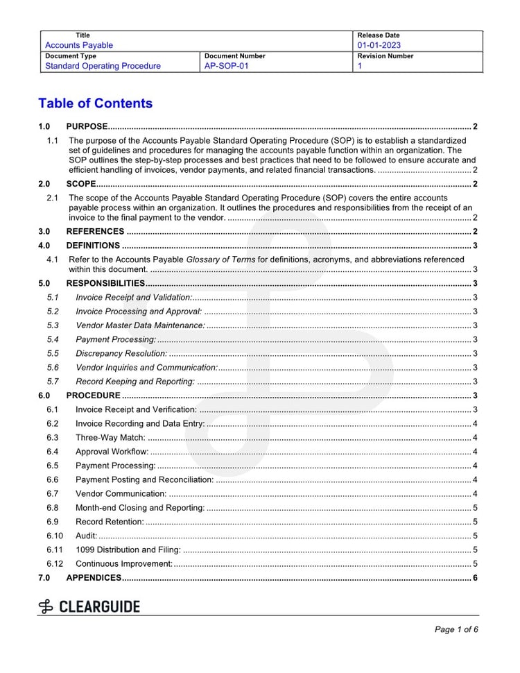 CLEARGUIDE - Standard Operating Procedure