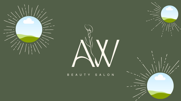 Customizable Feminine initials with a line-drawn flower Zoom virtual background Template for Canva - Small Business Branding, olive green