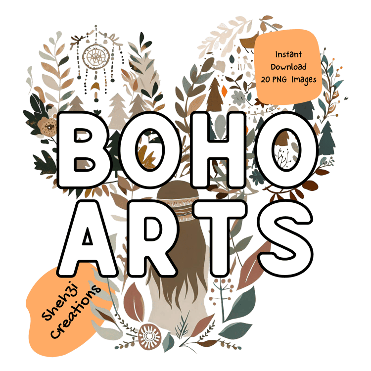Enchanting Boho Vibes: Stunning Clipart Collection - Instant Download