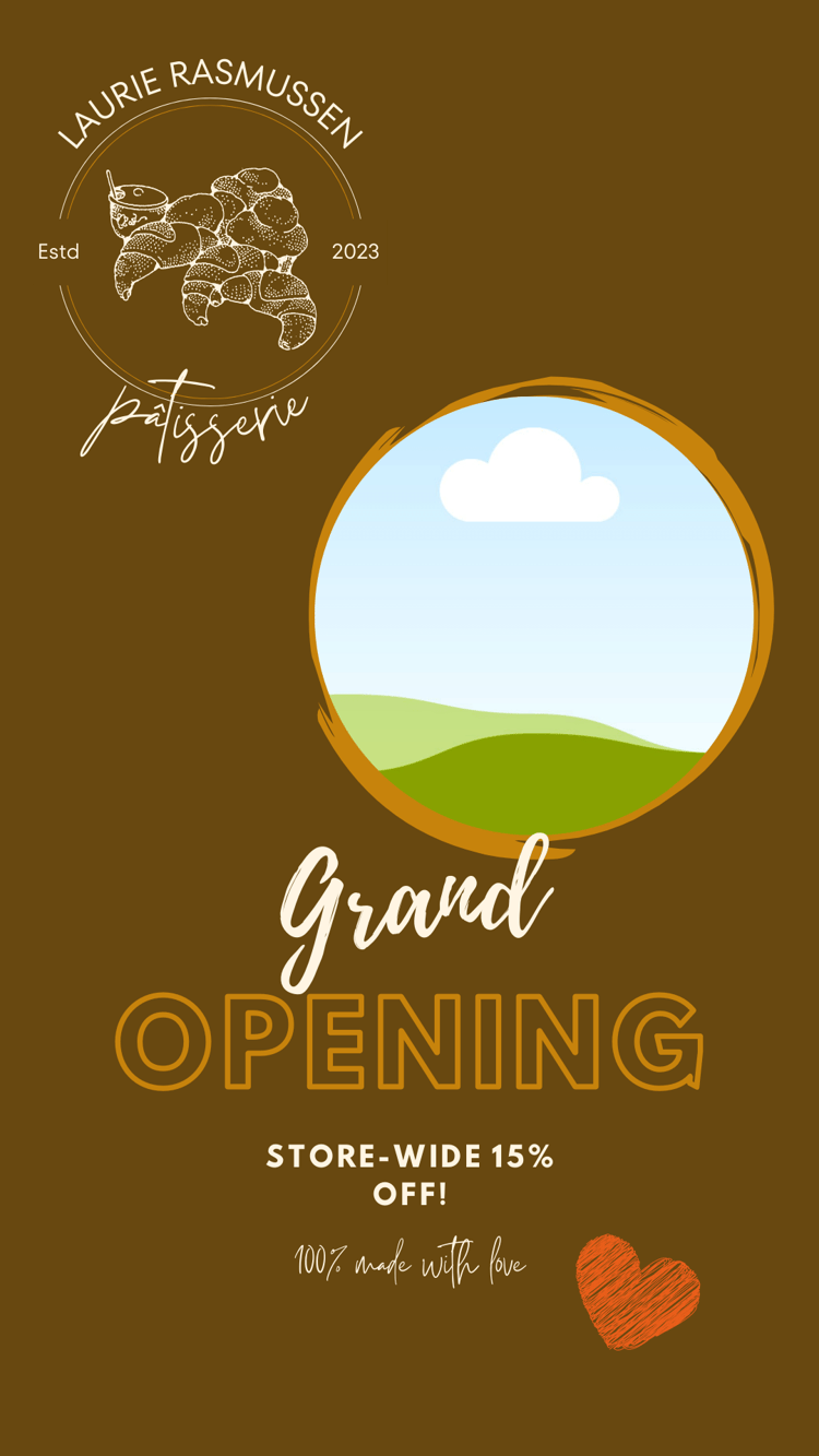Customizable Classic line-drawn pastries Instagram Story Template for Canva - Small Business Branding, brown