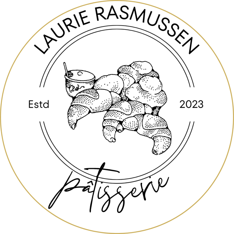Customizable Classic line-drawn pastries Circle Sticker Template for Canva - Small Business Branding, white