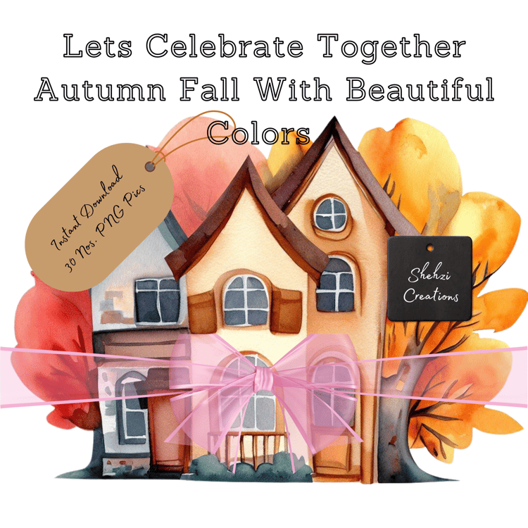 Celebrate Autumn in Watercolors: 32 Beautiful PNG Images | Instant Download