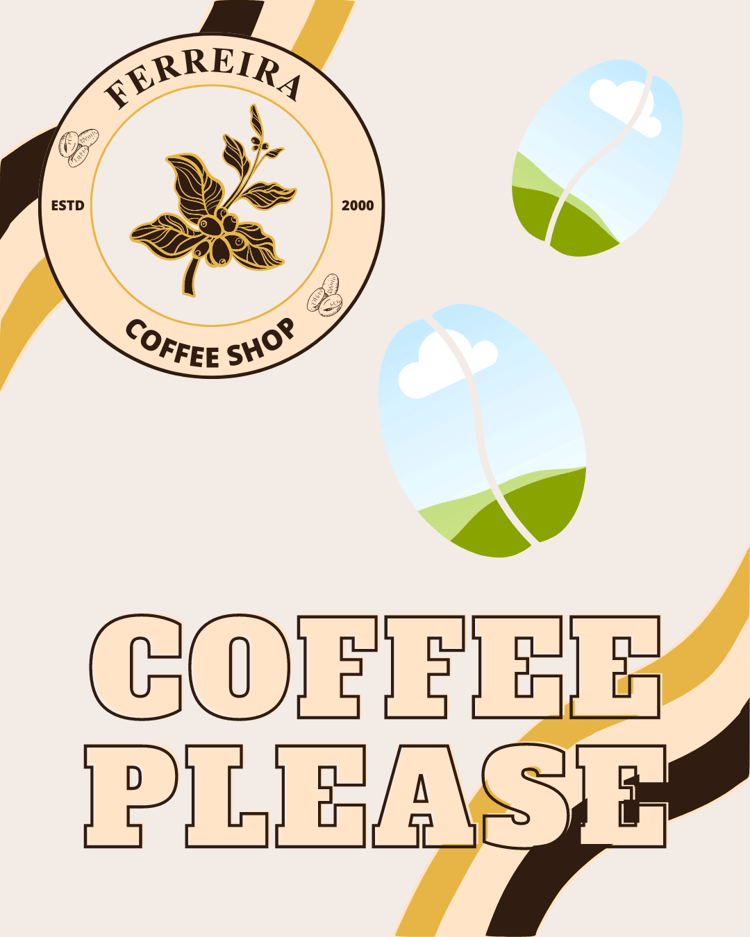 Customizable Classic Coffee Bean Instagram Post Portrait Template for Canva - Small Business Branding, beige