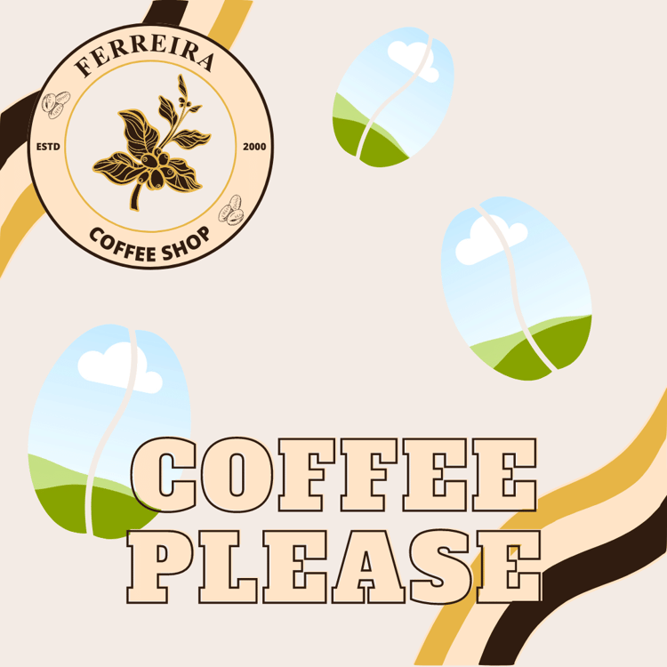 Customizable Classic Coffee Bean Instagram Post Square Template for Canva - Small Business Branding, beige