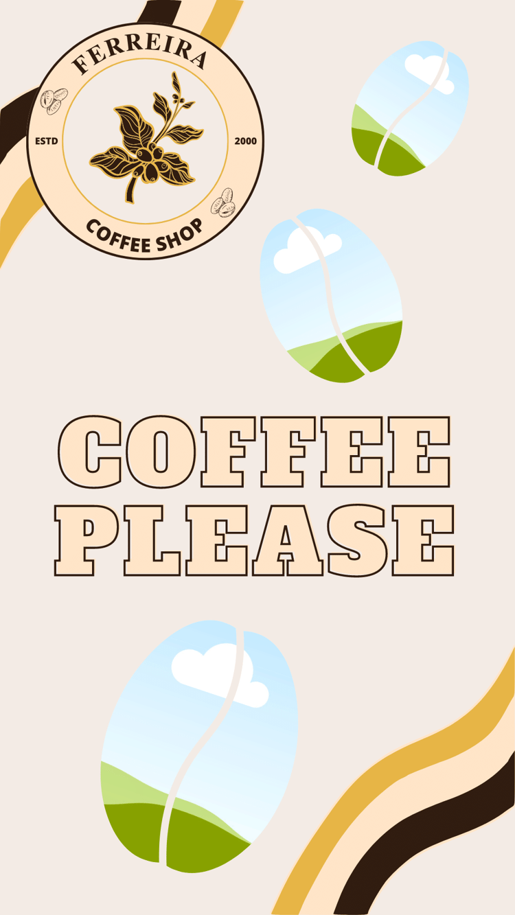 Customizable Classic Coffee Bean Instagram Story Template for Canva - Small Business Branding, beige
