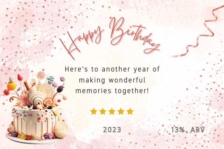 Whimsical Birthday Cake Design Sticker Label 3"x2" | Customizable Canva Template | Digital. Design