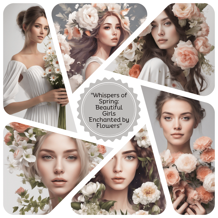 Whispers of Spring: Beautiful Girls Enchanted by Flowers | Instant Download Collection