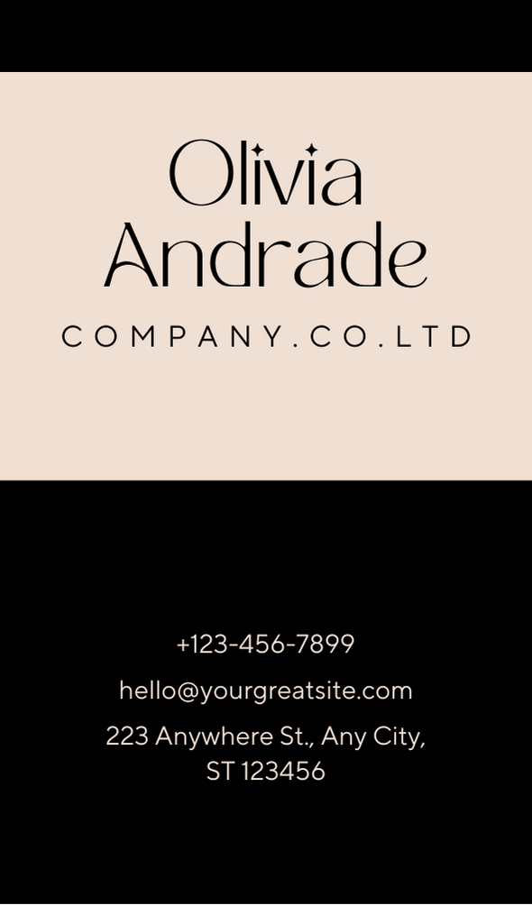 Black and Pale Dust Pink Monogram Business Card back