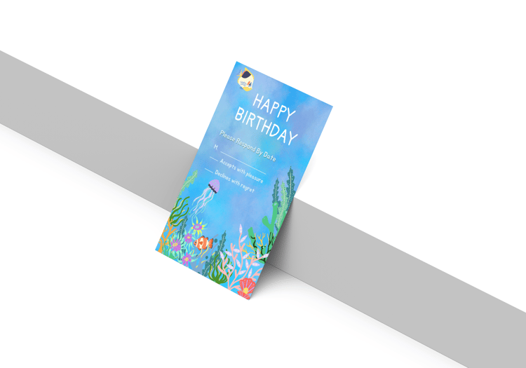 Vibrant Tropical Fish Design RSVP Card | Customizable Canva Template | Digital. Mock image