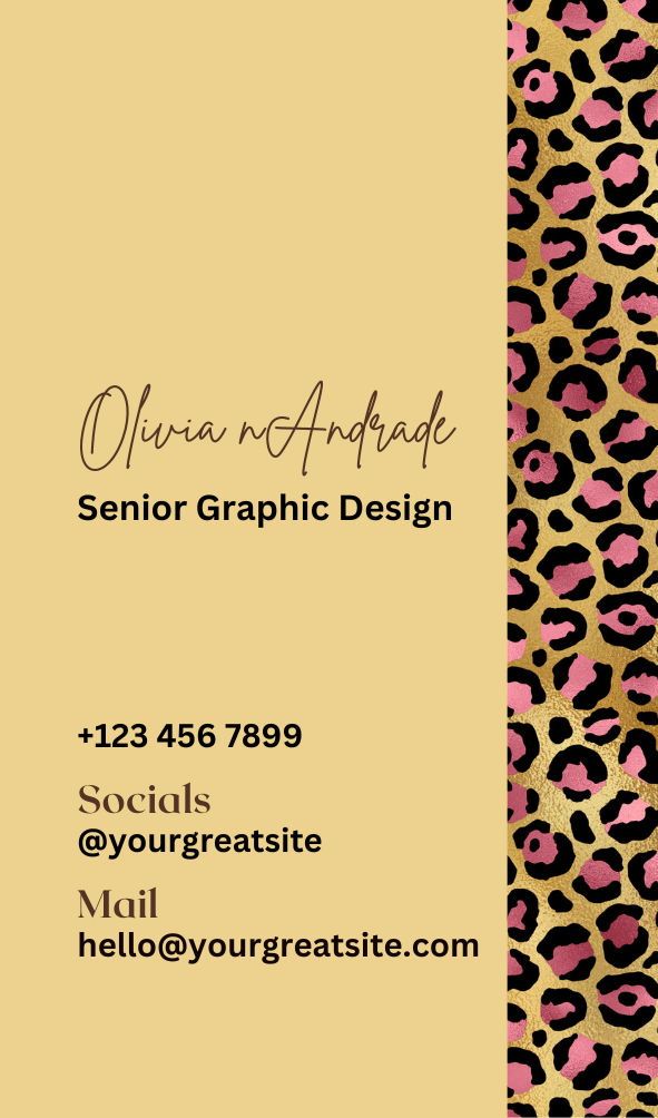 Pink and Gold Leopard Luxury Fashion Business Card back