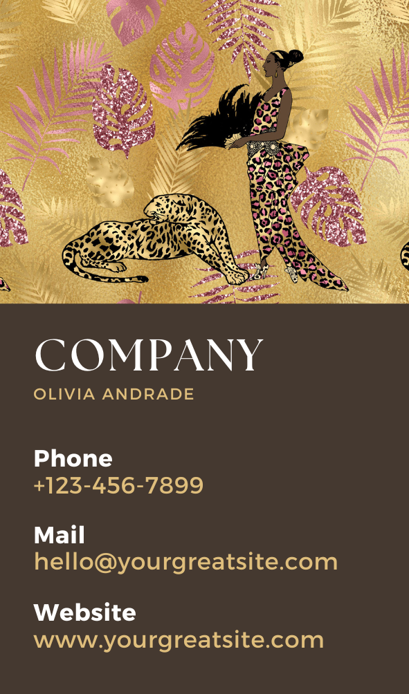 Pink and Gold Leopard Luxury Fashion Business Card back