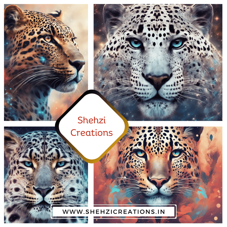 Beautiful Cosmic Leopard in a Dream | 15 PNG Images | 2000 x 2000 Pixels | Instant Download | Digital Arts | Paintings | Wildlife Collection | Nature Inspiration | Jungle Adventure |