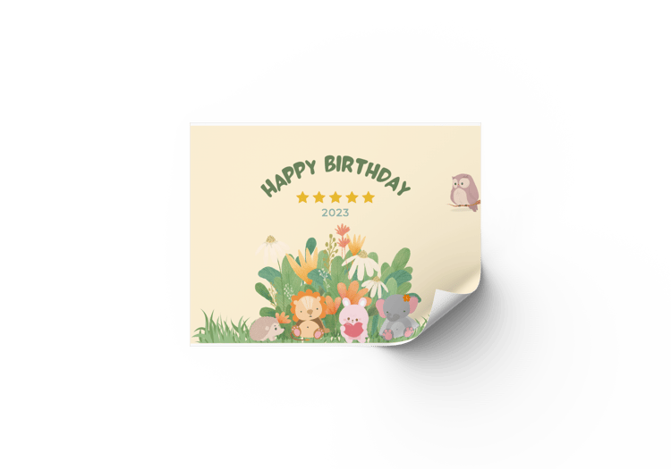 Adorable Animal Pastel Color Sticker Label 4"x3" | Customizable Canva Template | Digital. Mocik sticker