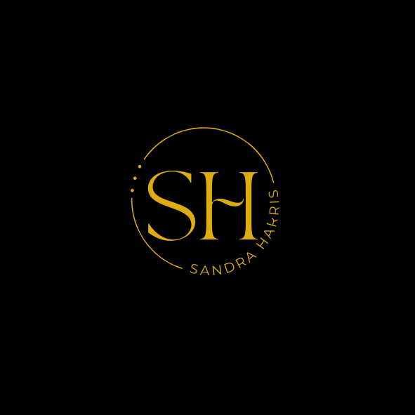 black luxury vertical business card with a  gold circle monogram  front