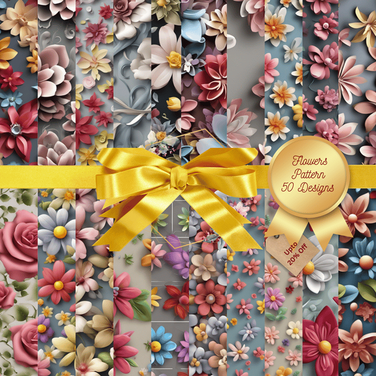 Petals and Pixels: 50 Gorgeous Flower Patterns | Instant Download