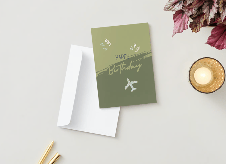 Torn Paper Photo Frame Folded Card Portrait | Customizable Canva Template | Digital. Mock outside front