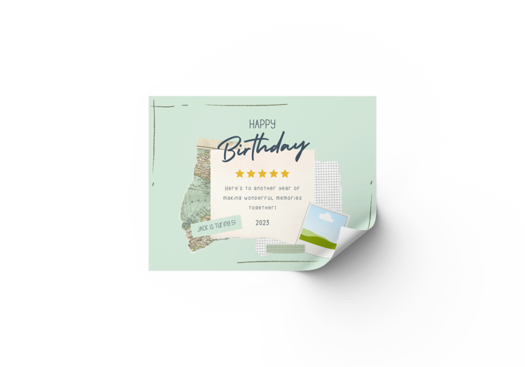 Torn Paper Photo Frame Sticker Label 4"x3" | Customizable Canva Template | Digital. Mock sticker