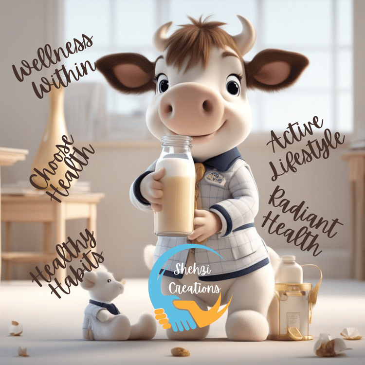 Educational 3D Cow Character: Benefits of Milk | Instant Download
