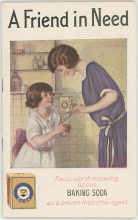 vintage baking soda ad - mother and daughter baking