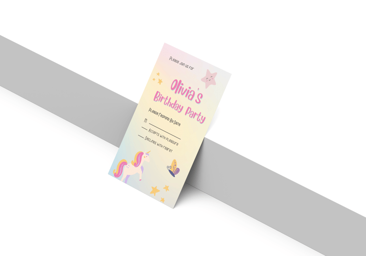 Magical Unicorn Photo Frame RSVP Card | Customizable Canva Template | Digital. Mock image