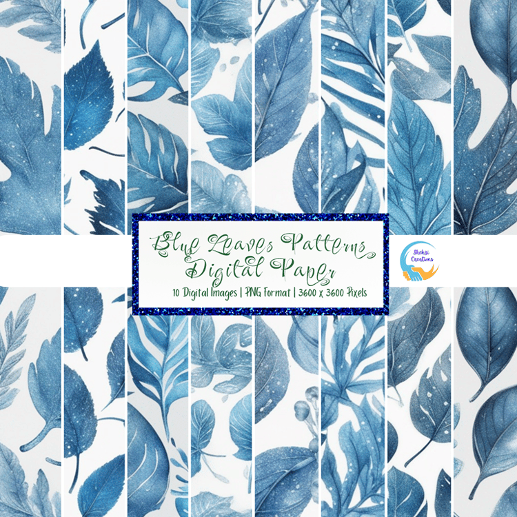 Instant Download: 24 Blue Glitter Digital Paper Images in PNG 3000 x 3000 Pixels