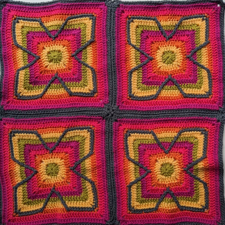 Colourful granny square with free pattern for granny square day 2023
