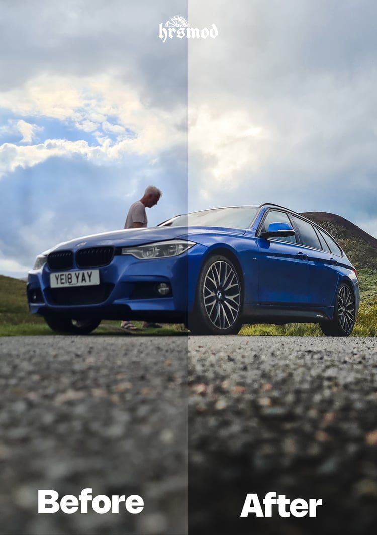 BMW 335d Touring X drive in Blue Before and After