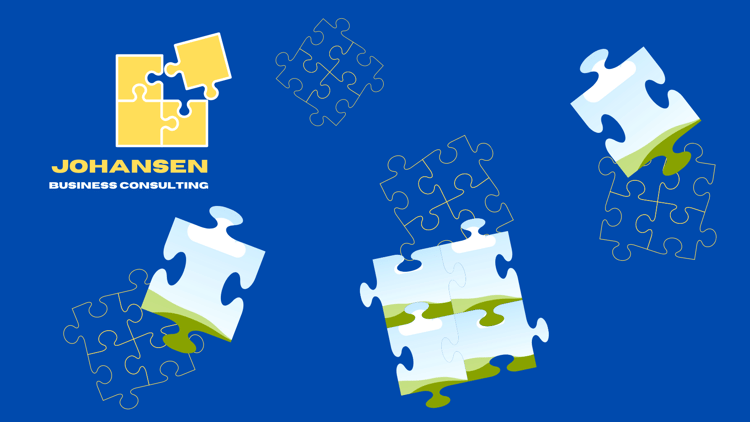 Customizable Bold Puzzle Design Facebook Cover Template for Canva - Small Business Branding, blue