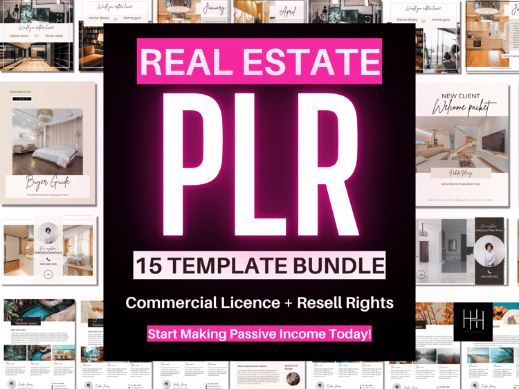 PLR Real Estate Template Bundle - Digital Product Canva Template