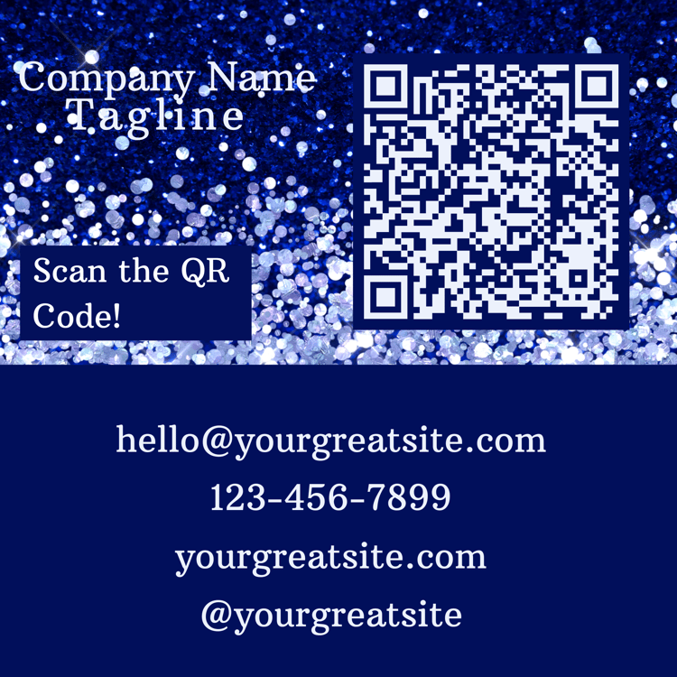 Blue Crystal  Monogram Square Businrss Card back