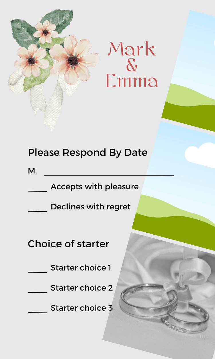 Elegant Pink Floral Photo Frame RSVP Card | Customizable Canva Template | Digital. Design