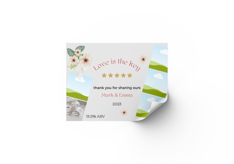 Elegant Pink Floral Photo Frame Sticker Label 4"x3" | Customizable Canva Template | Digital. Mock sticker