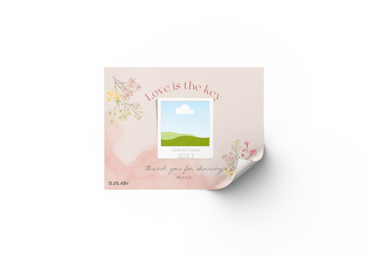 Light Pink Textured Background Photo Frame Sticker Label 4"x3" | Customizable Canva Template | Digital. Mock sticker