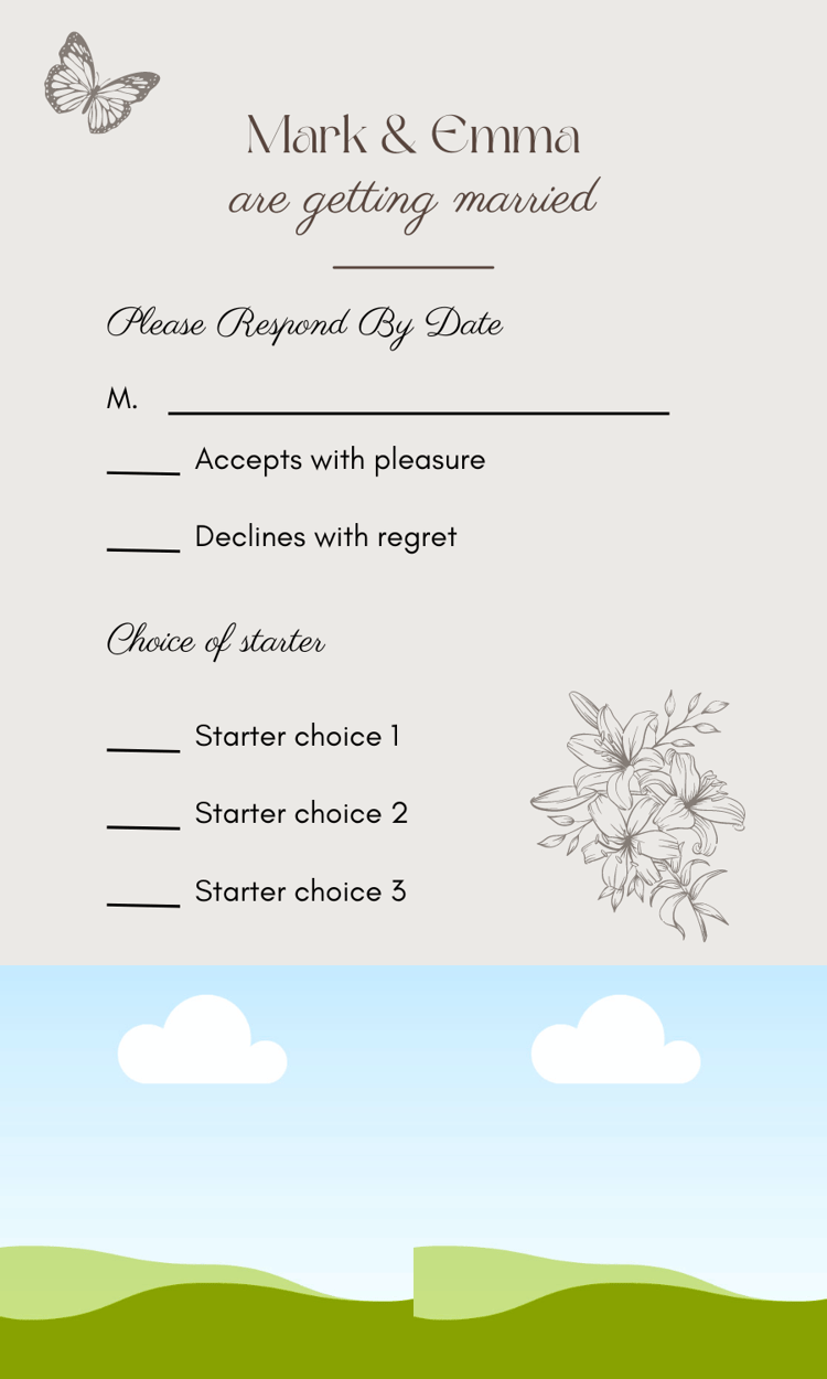 Artistic Line Art Photo Frame RSVP Card | Customizable Canva Template | Digital. Design