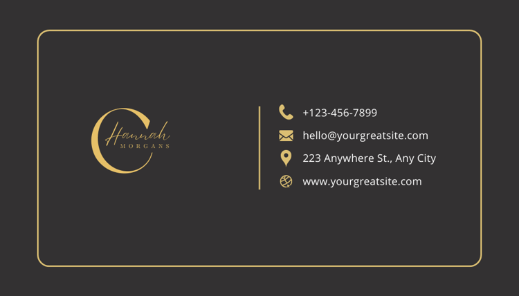 Black Gold Modern   Monogram Business Card
