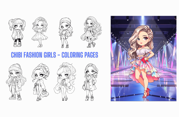 100 Chibi Girls Coloring Pages for Kids Graphic by KDP PRO DESIGN