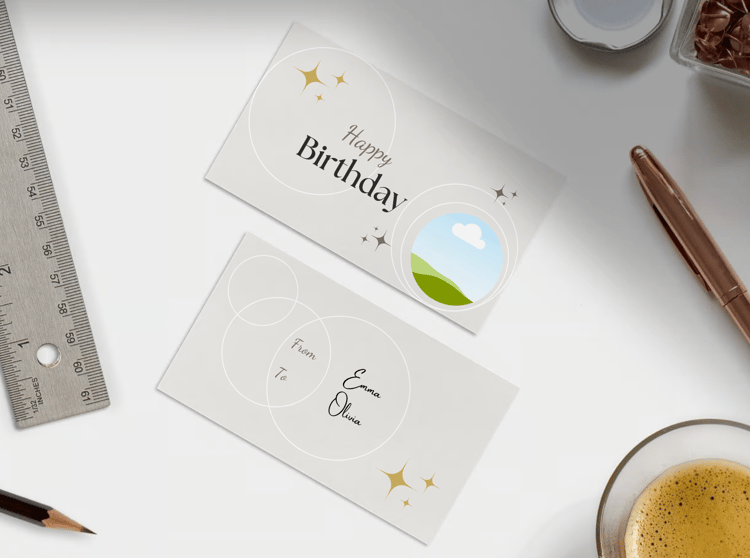 Light Grey Photo Frame Gift/Favor Tag | Customizable Canva Template | Digital. Mock front and back