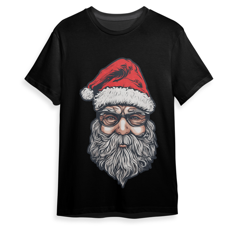 Hipster Santa Claus Christmas T-Shirt Design Available in PNG Format