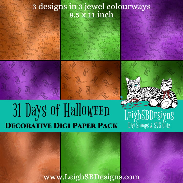 LeighSBDesigns 31 Days of Halloween Decorative Digi Paper Pack