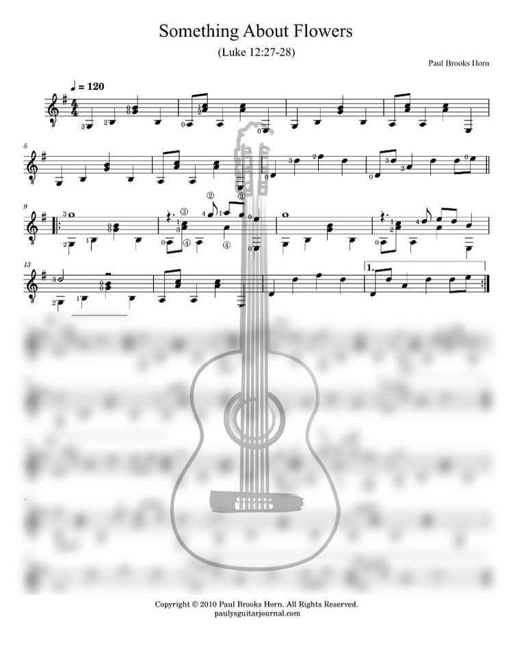 Something About Flowers Classical Guitar Sheet Music