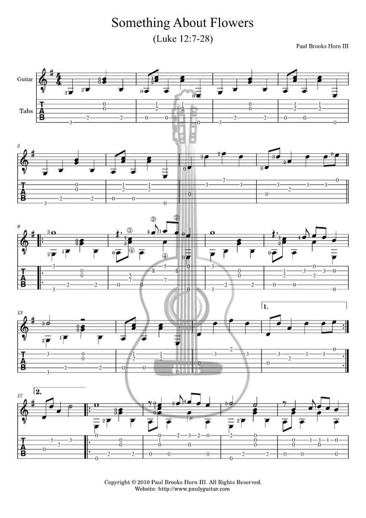 Something About Flowers Tablature for Guitar