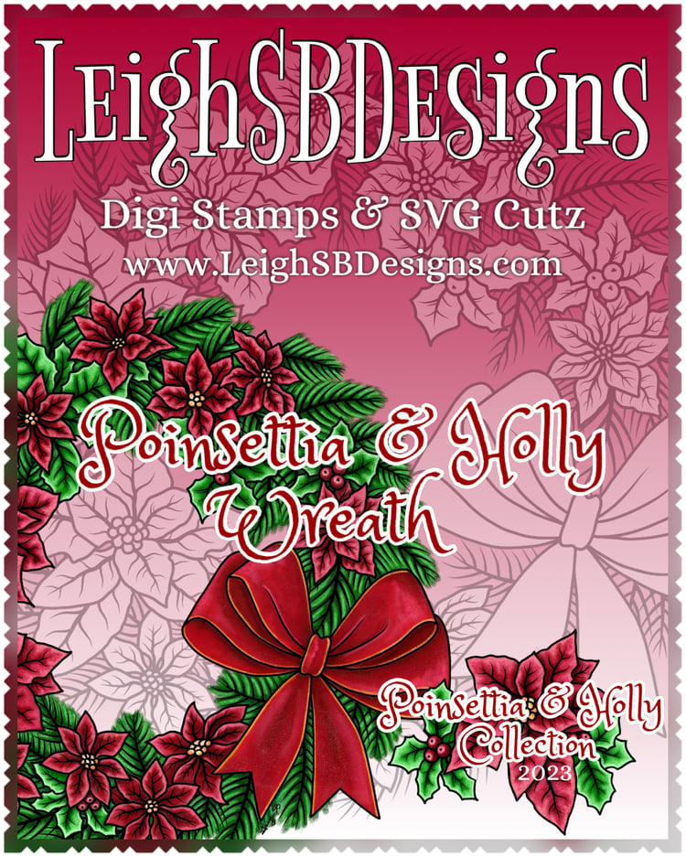 LeighSBDesigns Poinsettia & Holly Wreath