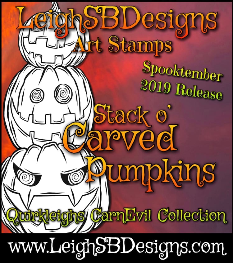 LeighSBDesign Stack o Carved Pumpkins