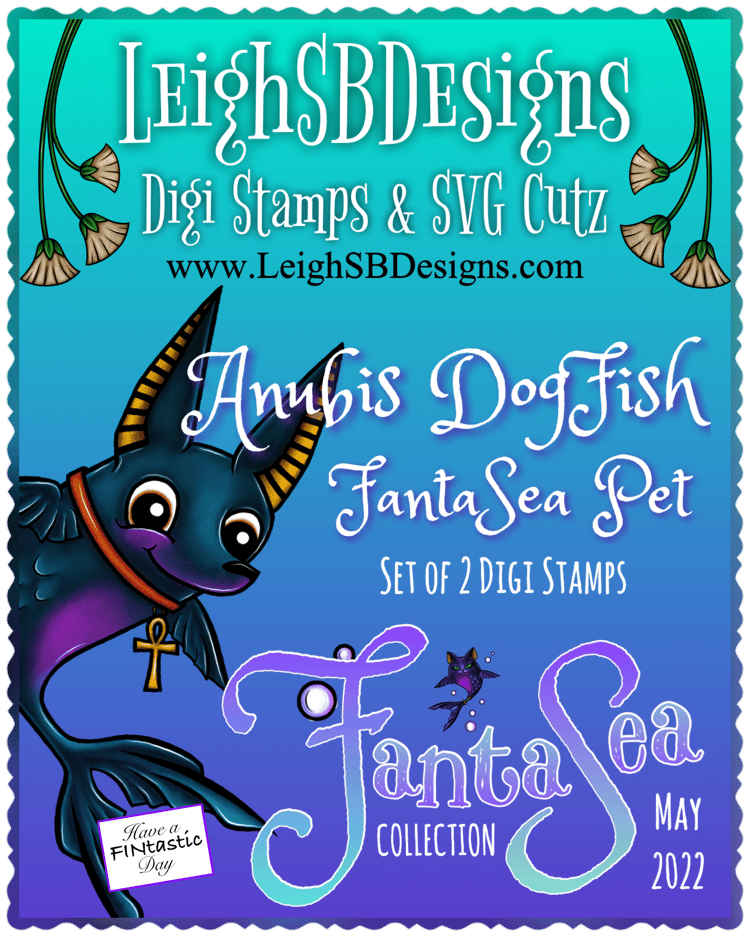 LeighSBDesigns Anubis Dogfish FantaSea Pet Digi Stamp Set