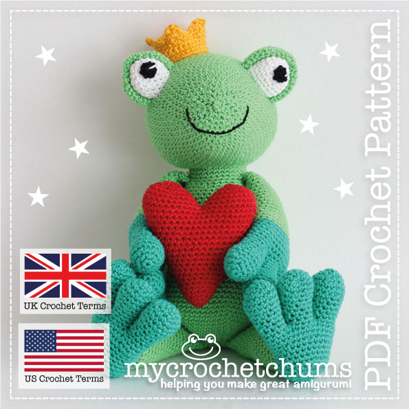 Cover photo for Amigurumi Crochet PDF Pattern  for Cuddly Frog with Heart