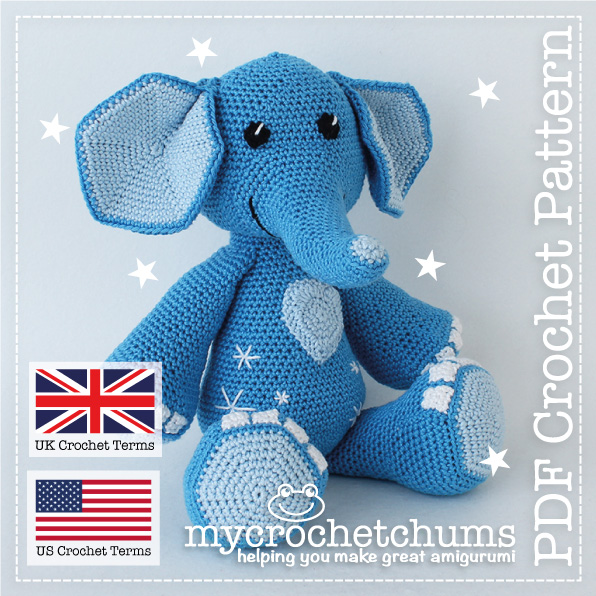 Cover photo for Amigurumi Crochet Pattern for Cuddly Elephant PDF Pattern