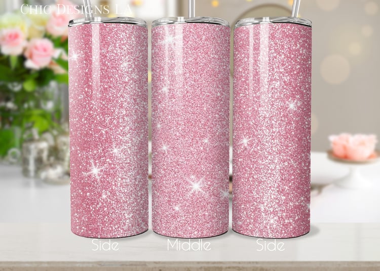 Pink Sparkle Glitter Tumbler Wrap
