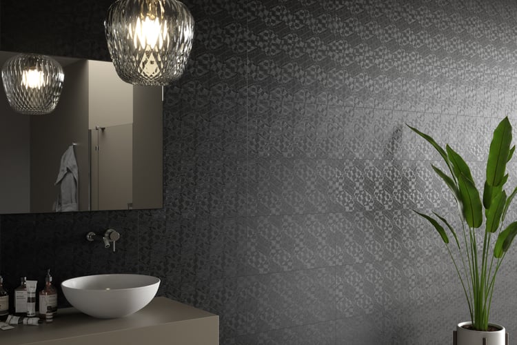 3d rendering with "Tracce Noir" Natural Stone texture