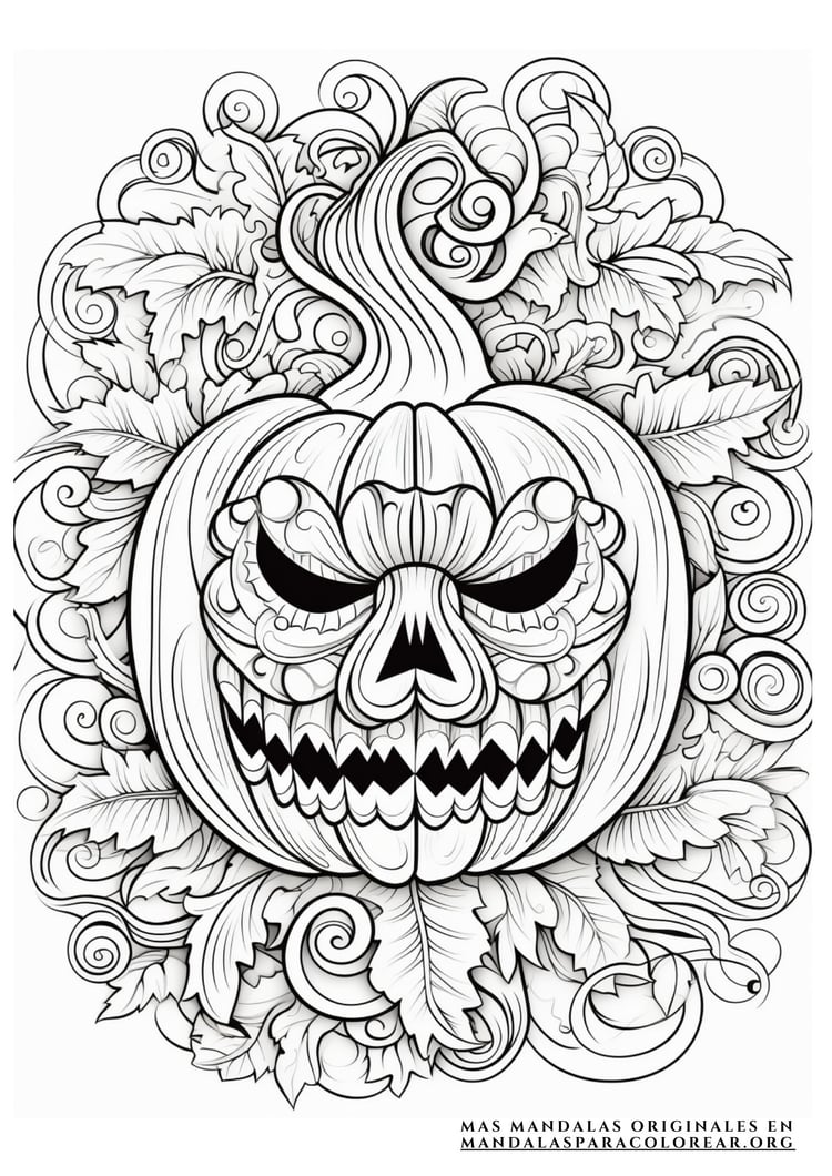 Mandala Gratis para Colorear de Halloween en PDF